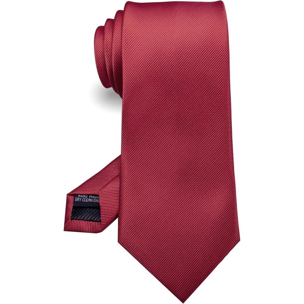 Men's Crimson Solid Colour Tie Formal Necktie Imported Silk Blend